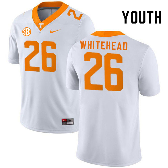 Youth #26 Carson Whitehead Tennessee Volunteers College Football Jerseys Stitched Sale-White